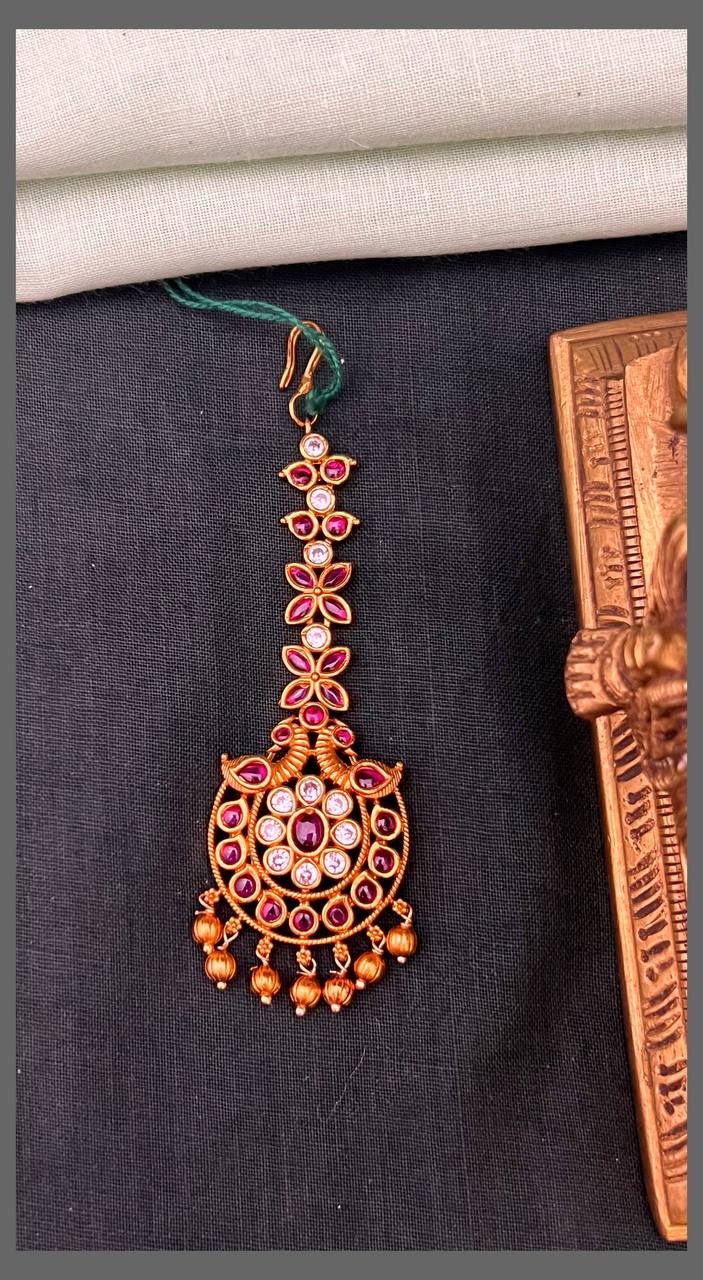 Ruby Flower Maang Tikka - HA00194