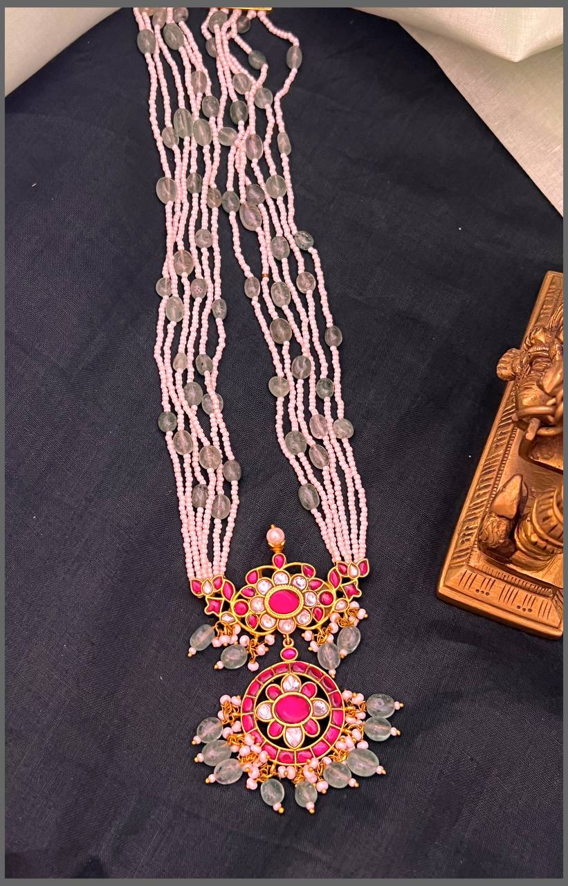 White Pearl Haram With Kundan Pendant - PB00498