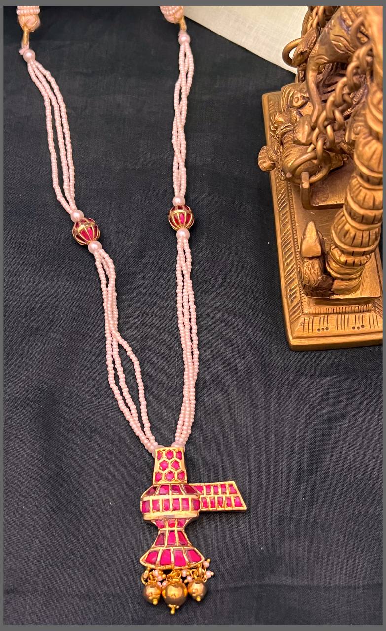 White Peal Haram With Shivaling Pendant - PB00499