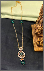 Beautiful White Stone Flower Pendant Chain Haram - PB00502