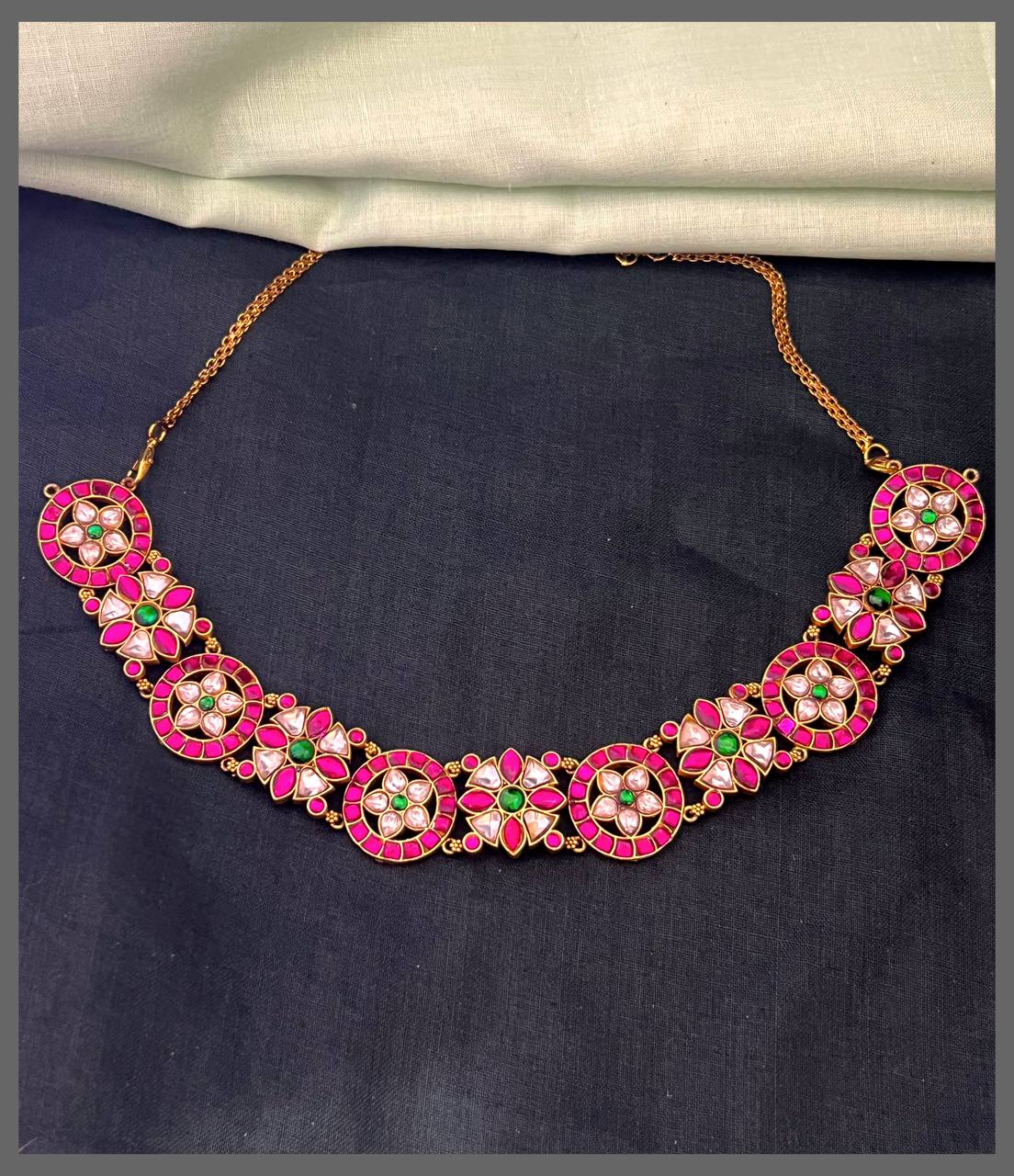 Beautiful Flower Kundan Necklace - KN00567