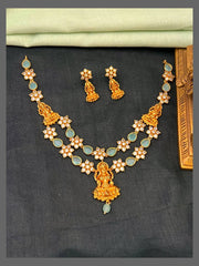 Double Layer Flower and Lakshmi Necklace In Nakshi - NN00797