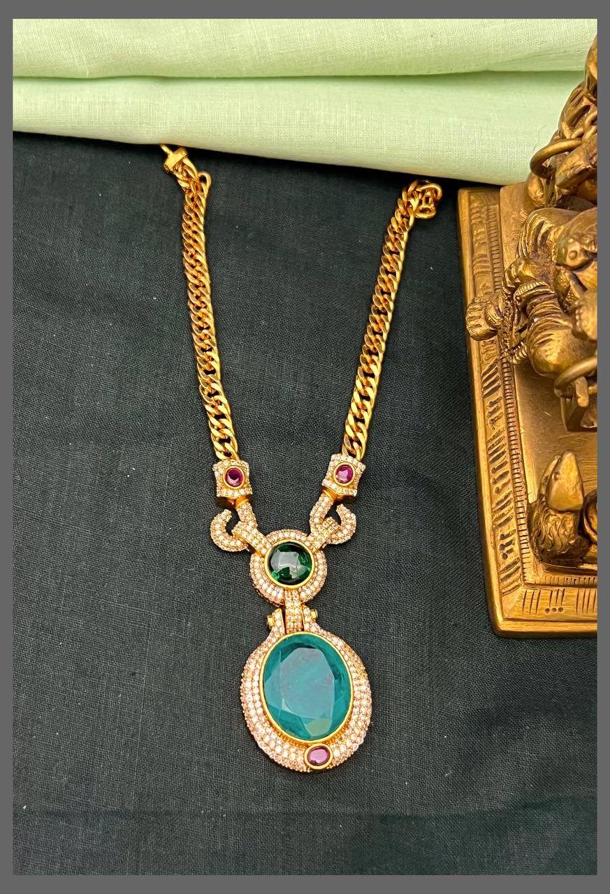 Beautiful Jalebi Necklace With Stone Pendant - NN00801
