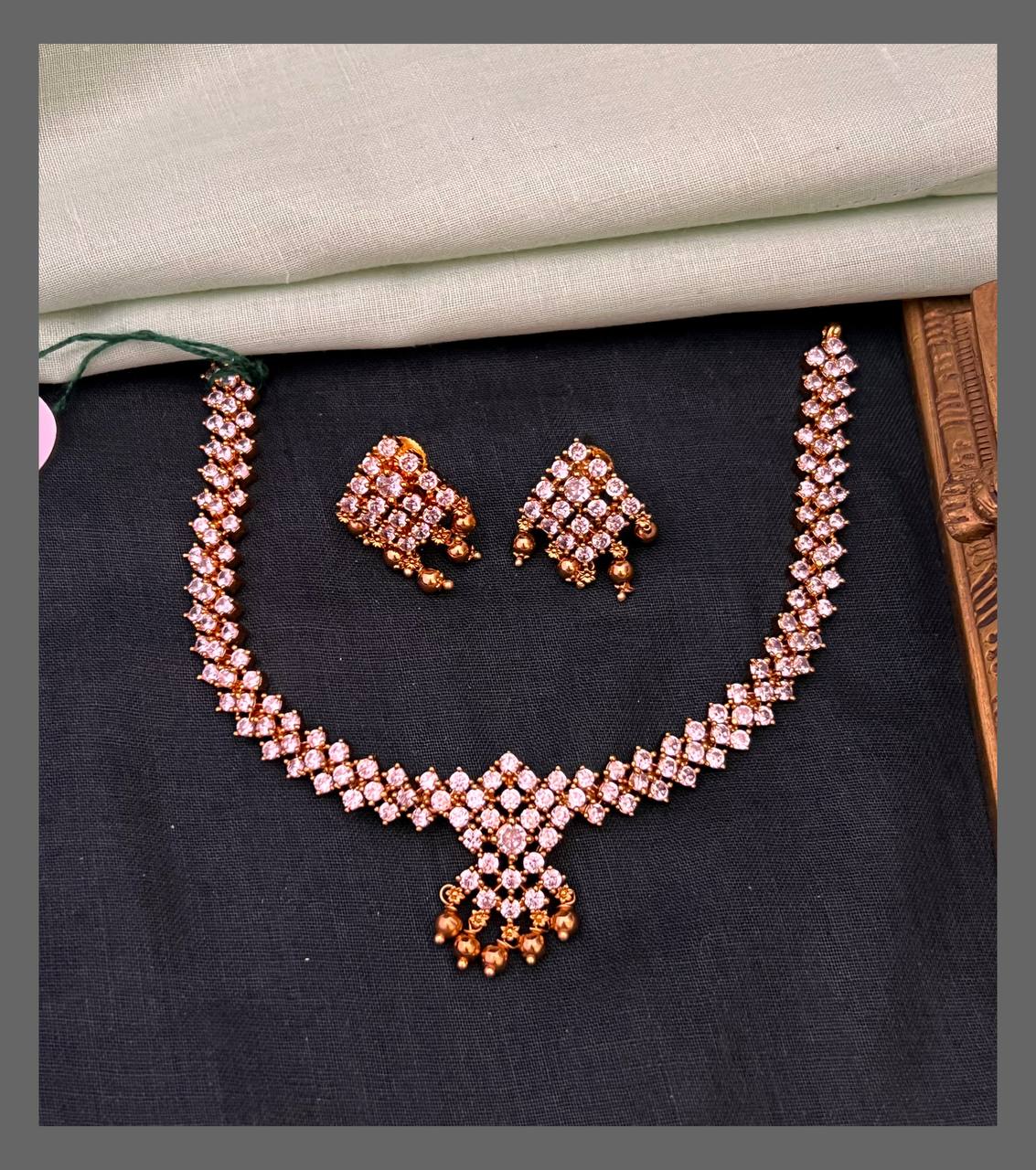 Beautiful White Stone Necklace In Nakshi - NN00807