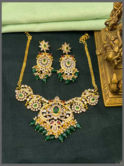 Beautiful Stones Peacock Necklace In Nakshi - NN00812