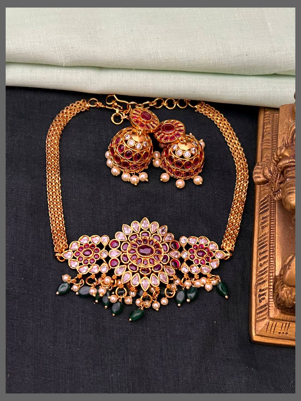 Multicolour Flower Necklace In Nakshi - NN00813