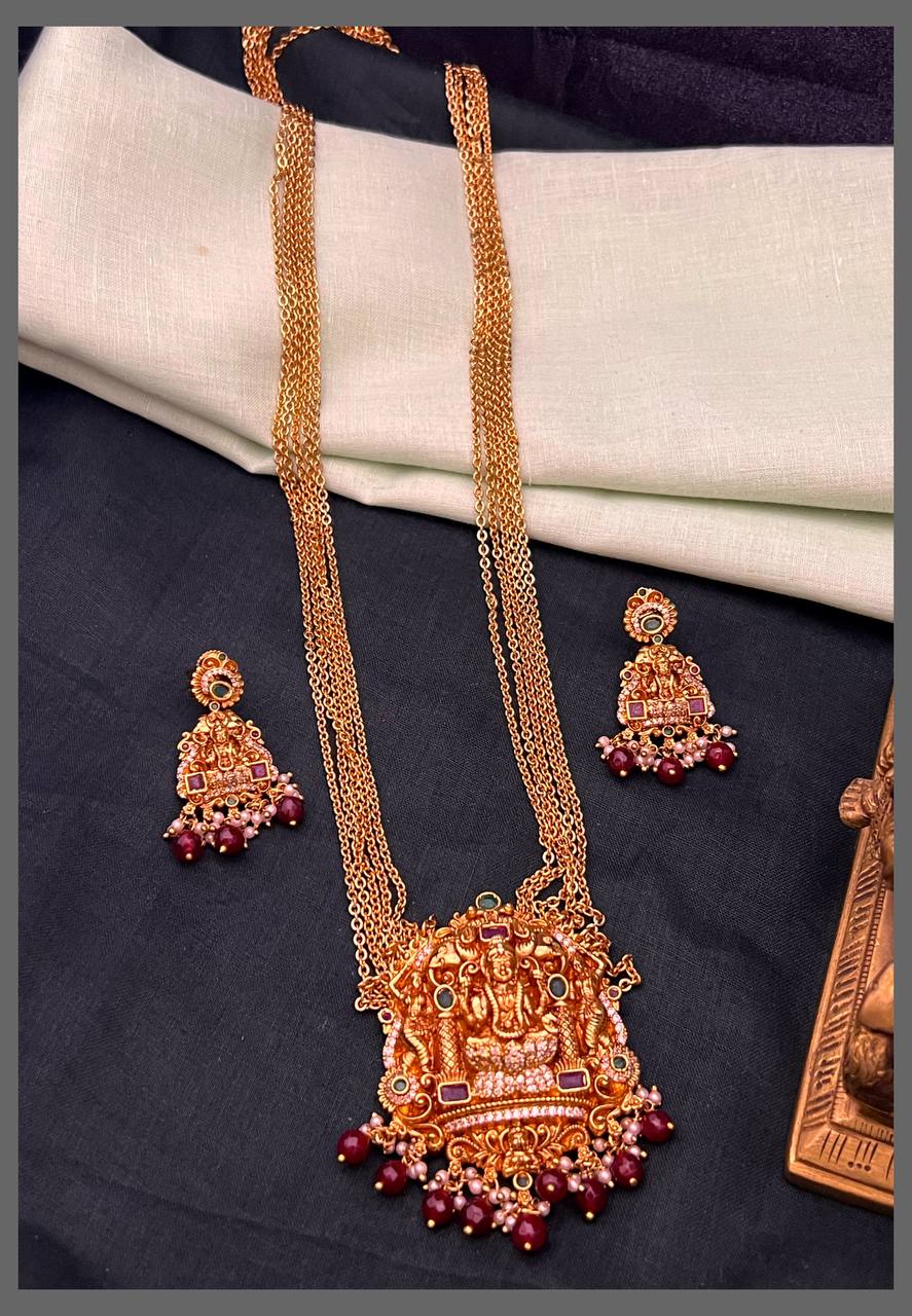 Lakshmi Haram With Earrings In Nakshi - NH00382