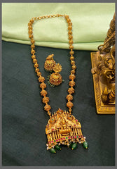 Gold Beads  Haram with Beautiful Lakshmi Nakshi Pendant - PB00526