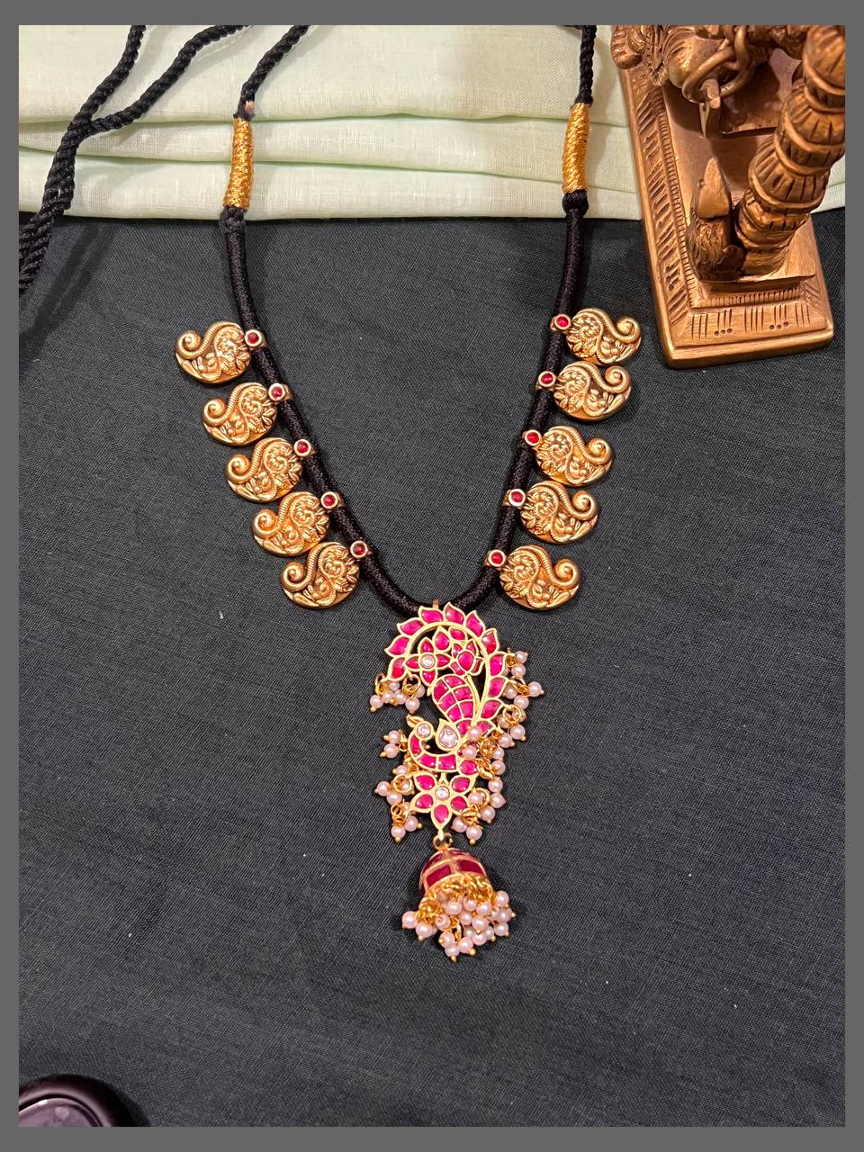 Black Dori With Mango and Kundan Pendant - BD00142