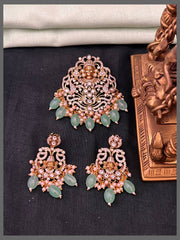 Beautiful Stone Lord Balaji Pendant With Earrings - NP0095