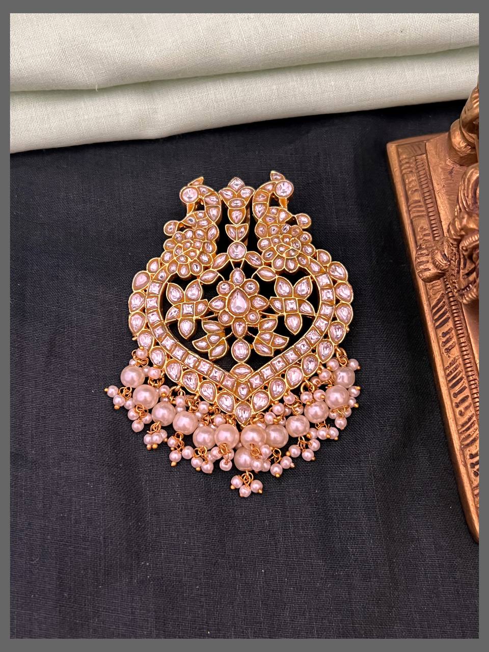 Beautiful Peacock Kundan Pendant - KP00187