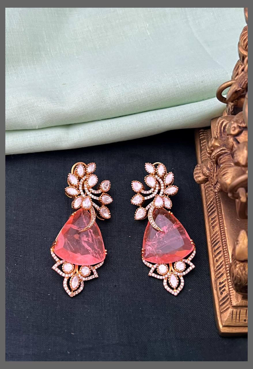 Elegant Peacock Earrings In Diamond - DE0020