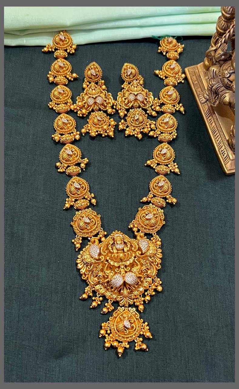 Beautiful Lakshmi Haram With Earrings In Nakshi - NH00391