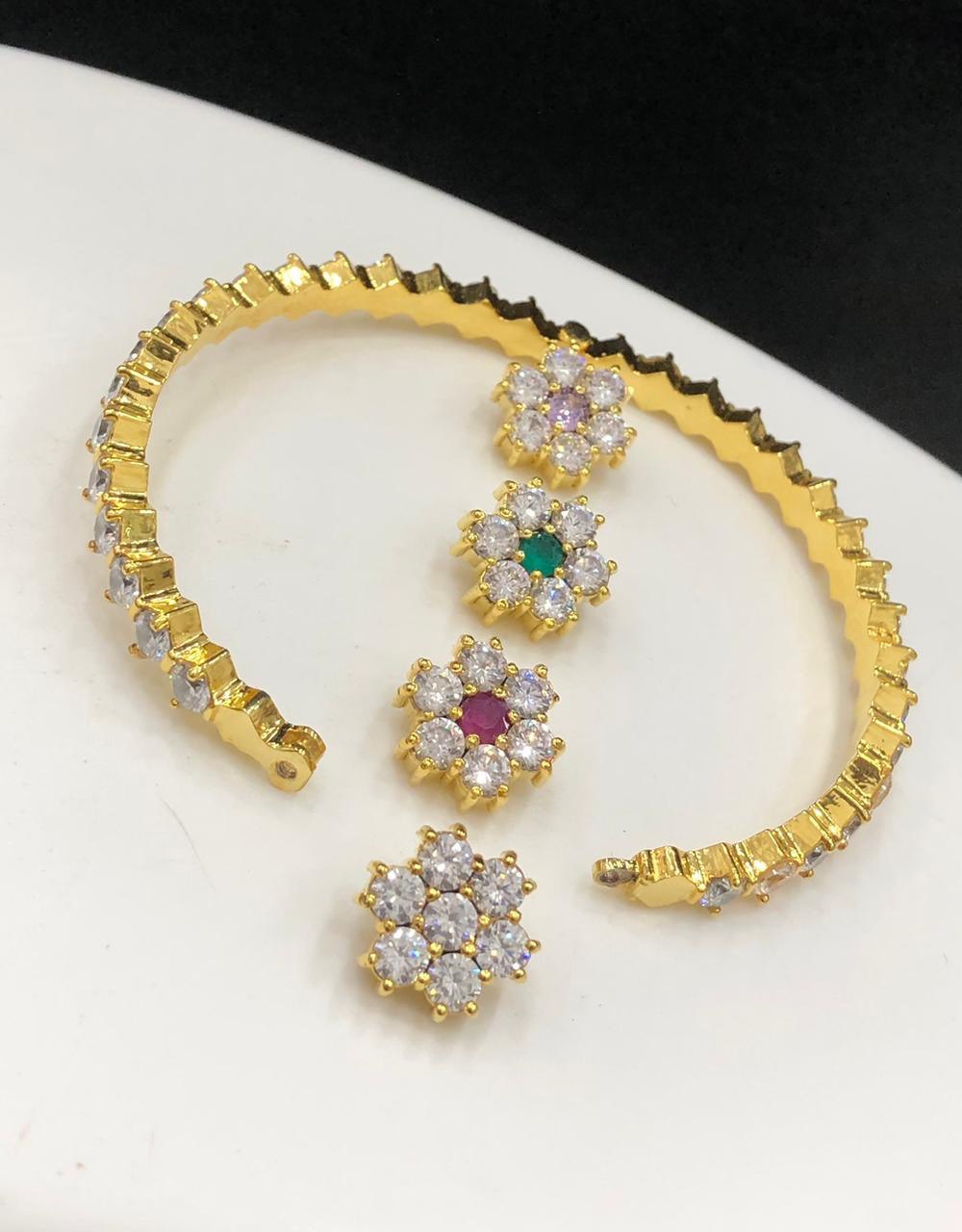 Changeable Daimond Replica Openable White Stone Bangle - BG00623