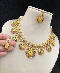 Kempu Lakshmi Bottu Necklace - NN00841