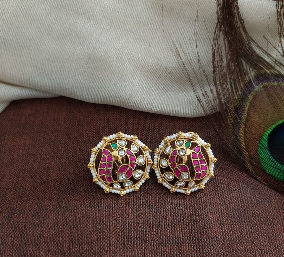 Jadau Peacock Studs - KE00571
