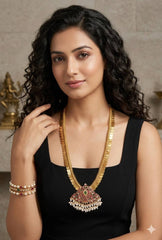 Jadau Pendant With Rice Pearls Kaasu Haram - KH00372