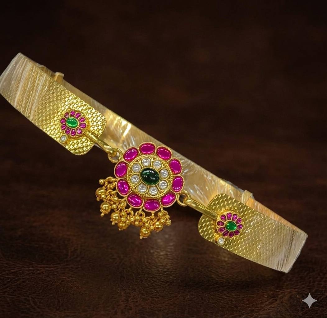 Flower Pattern Pota Stone Waist Belt - WB0034