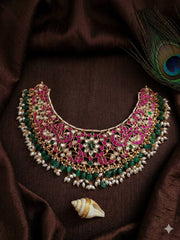 Jadau Grand Neckalce With Beads - KN00622