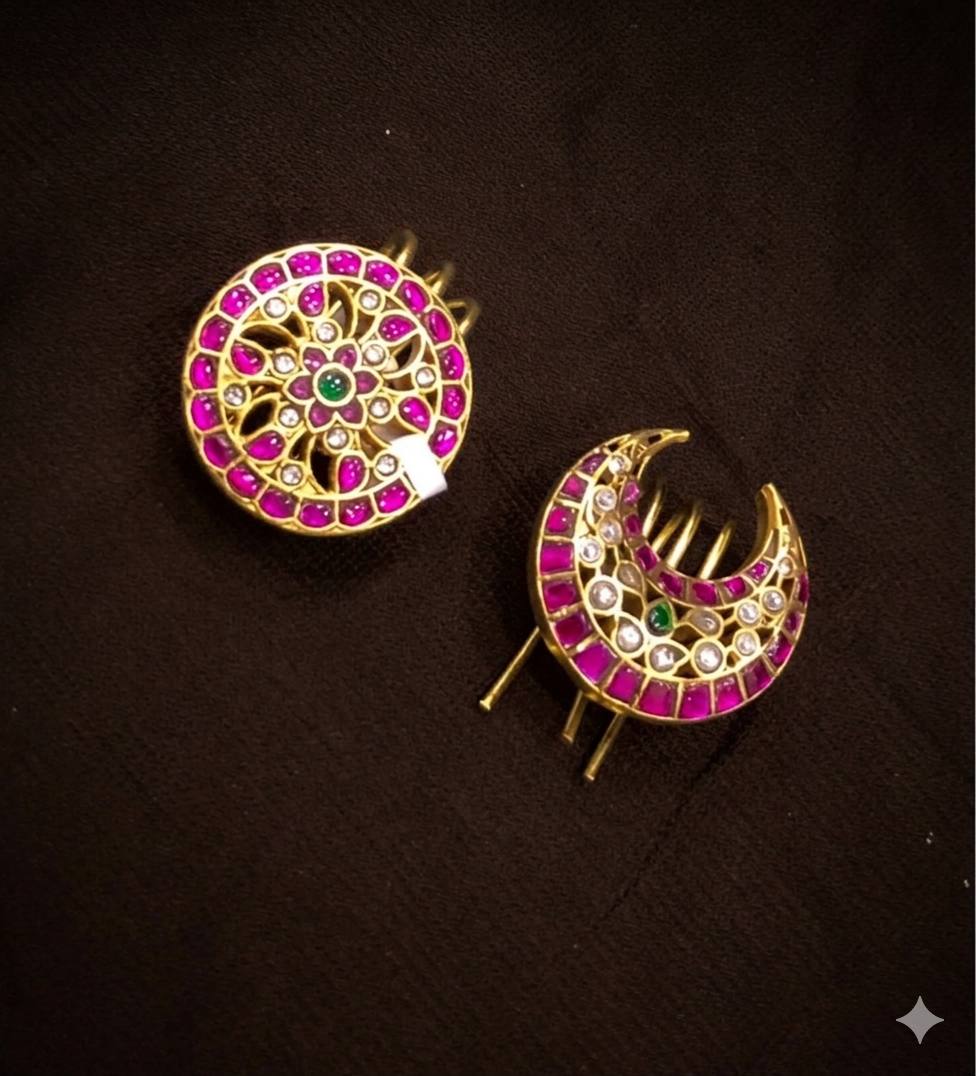 Sun and Moon In Jadau Stone - HA00217