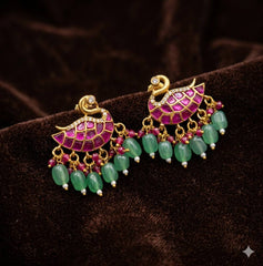 Beautiful Swan Jadau Ear studs - KE00600