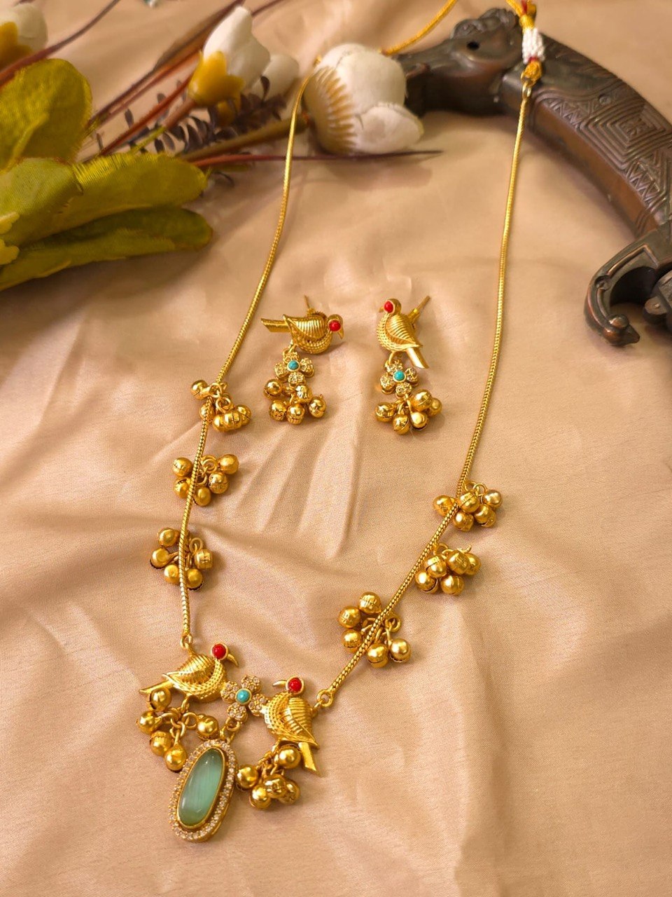 Designer Parrot Neckalce With Ghungroo - NN00937