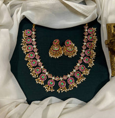 Pota Stone Bottu necklace With Jhumki- NN0055
