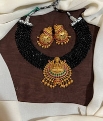 Crystal Beads Hand Made Neckalce With Nakshi Pendant - PB00599