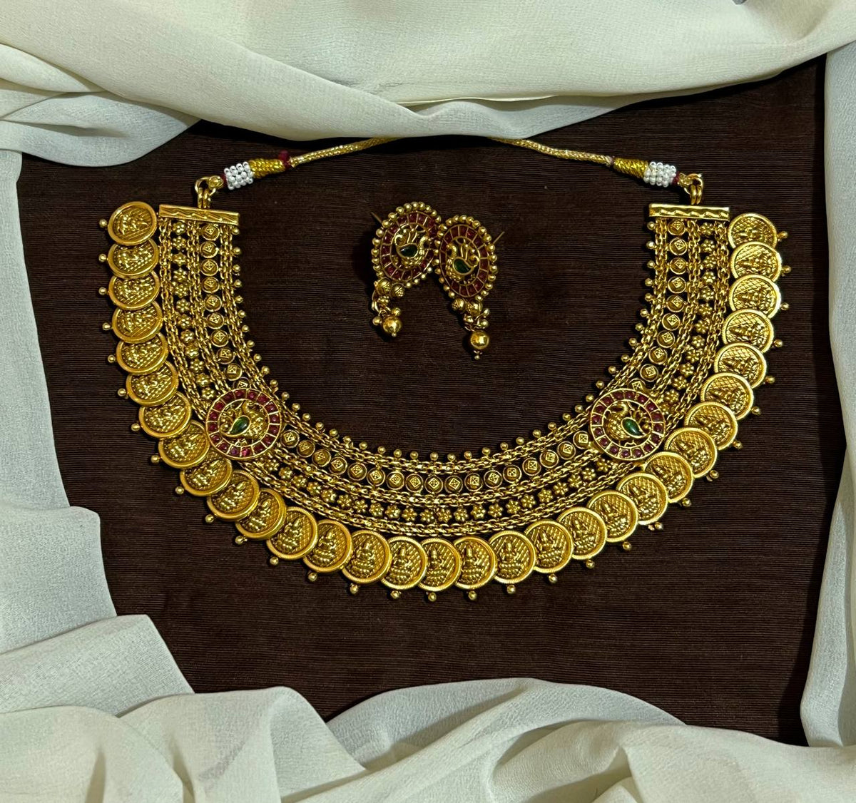 Grand Big Nakshi Lakshmi Peacock Kaasu Necklace - NN00957