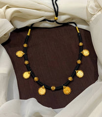Gold Replica Lakshmi Kasu With Black Dori - BD00173