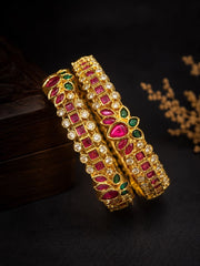 Lotus Bangles in Kempu Stone - BG00445