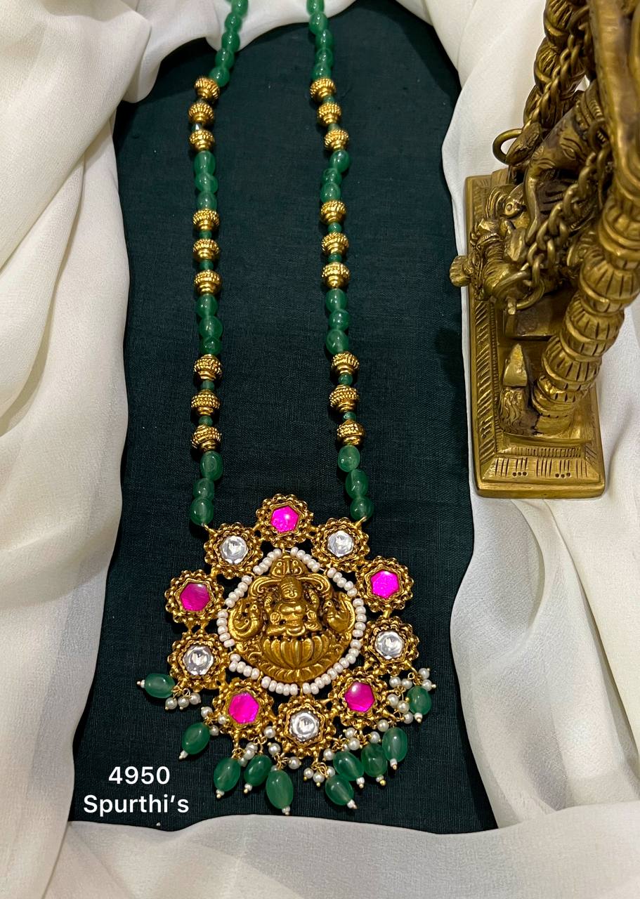 Wide Range Of  Beads Haram With Jadau Pendants - PB00613