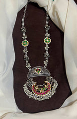 Fusion Silver Neck Peice With Jadau Pendant - NH00518