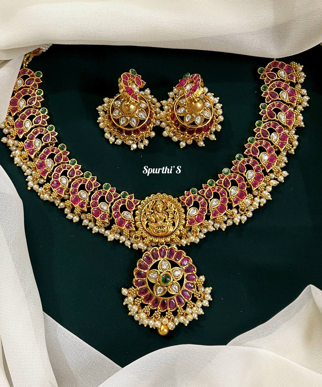 Kempu Peacock Necklace - NN0013