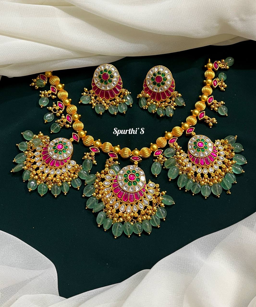 Kundan Necklace with Earrings - NK0003