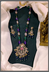 Multi colour Pearl Haram with Victorian Pendent - PB00229
