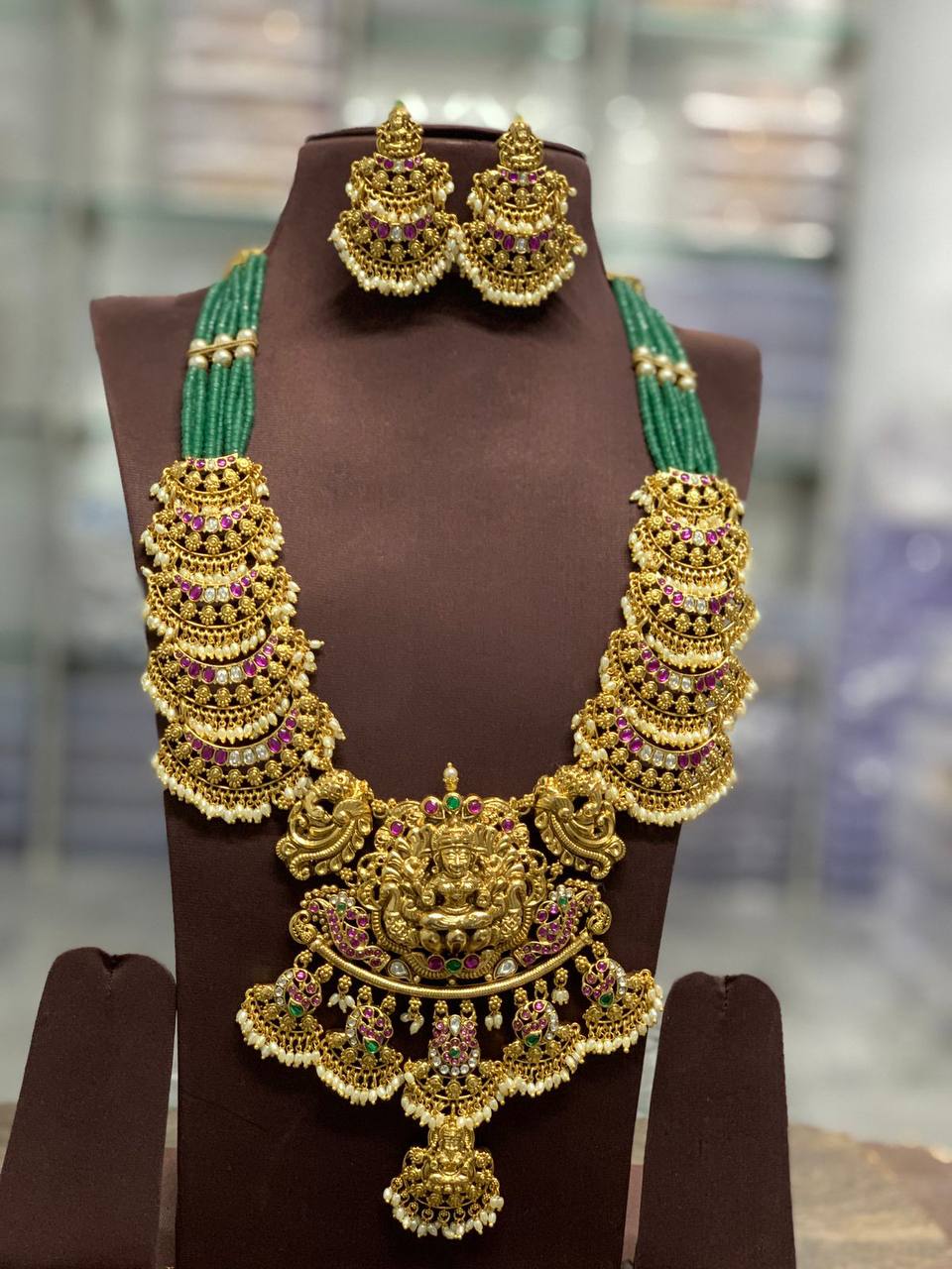 Emerald Nakshi Lakshmi Bridal Set - PB00371