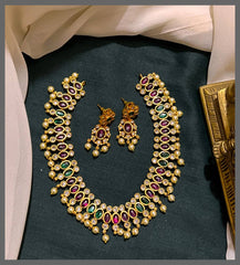 Beautiful Nakshi Necklace in multicolor with earrings - NN00693