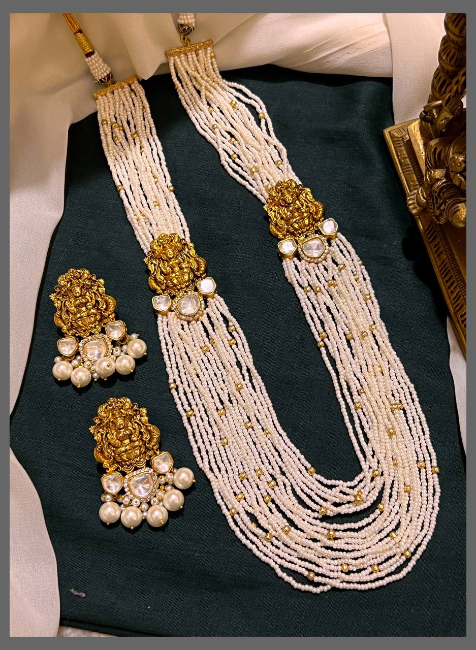 Beautiful Multilayer Pearl/Beads Haram with earrings - PB00437