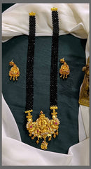 Black Color Beads Haram with Beautiful Nakshi Lakshmi Pendant- PB00454