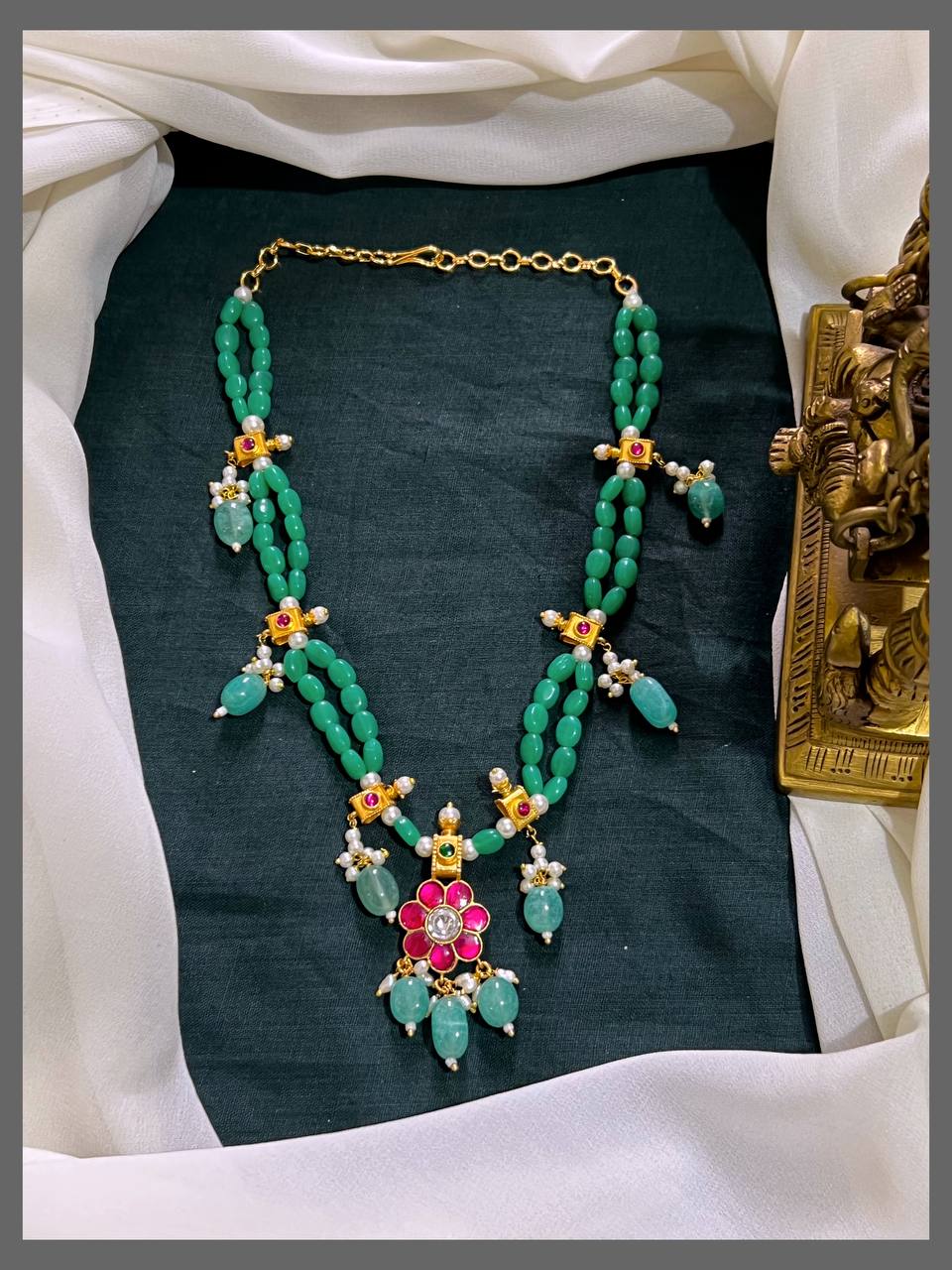 Beautiful Green Color Beads Necklace - PB00453