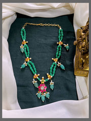 Beautiful Green Color Beads Necklace - PB00453