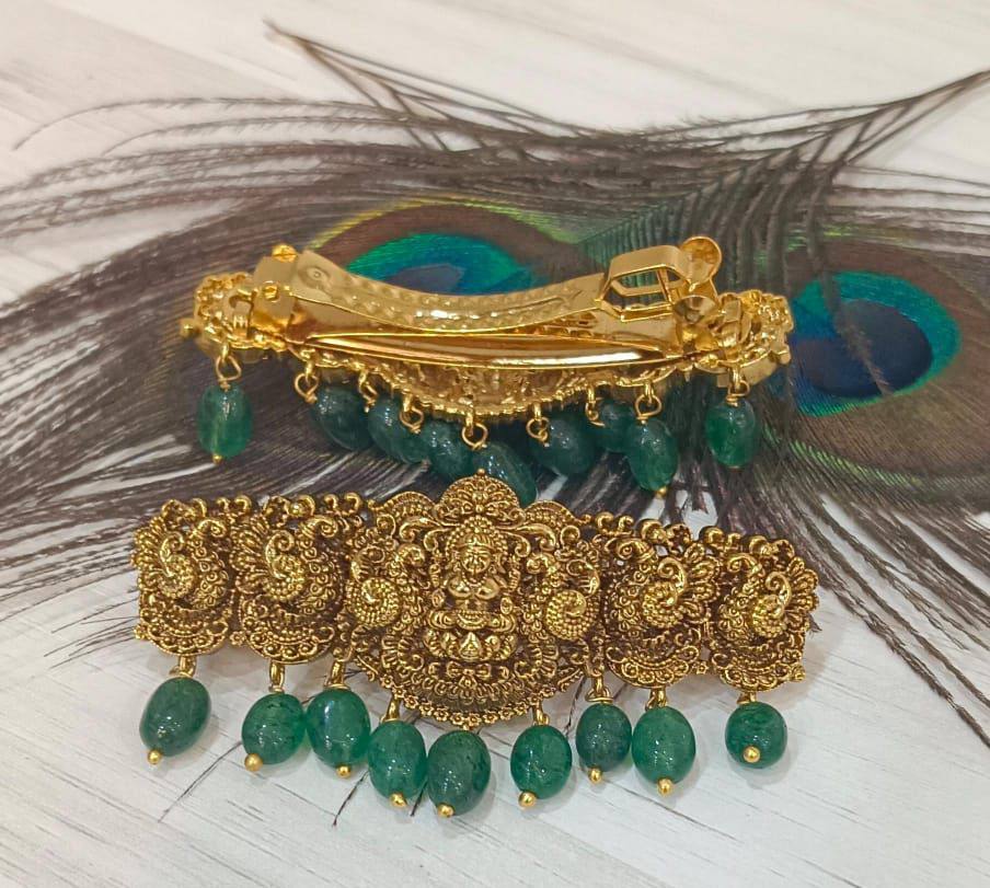 Beautiful Hair Clip with Green Beads - HA00174