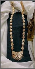 Traditional Nakshi Haram embellished with white stones Panchaloha Haram– NH00347
