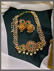 Multilayer white Beads Necklace with Pendant and Earrings – PB00469
