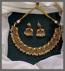 Exquisite Nakshi Necklace Paired With Elegant Matching Earrings – NN00721