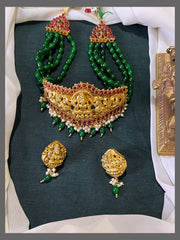 Exquisite Green Beads  Choker Set with Coordinated Earrings – PB00479