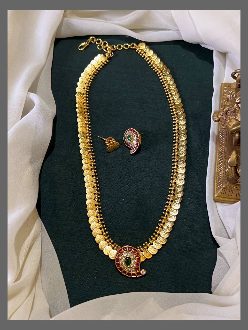 Beautiful Nakshi Kaasu Haram Set with Mango Pendant and Earrings – NH00357