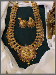 Stunning Lakshmi Pendant Nakshi Haram Set with Matching Earrings – NH00358