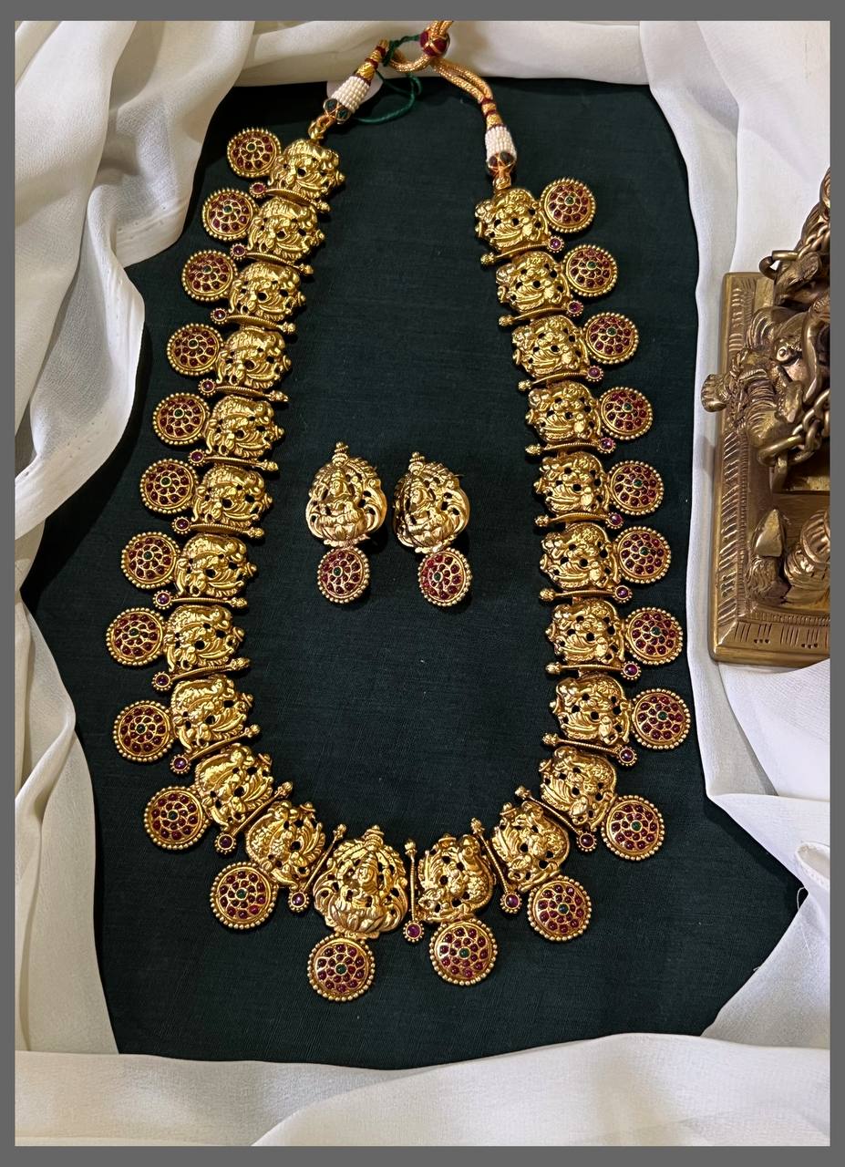 Elegant Nakshi Haram in Multicolor & Matching Earrings – NH00364